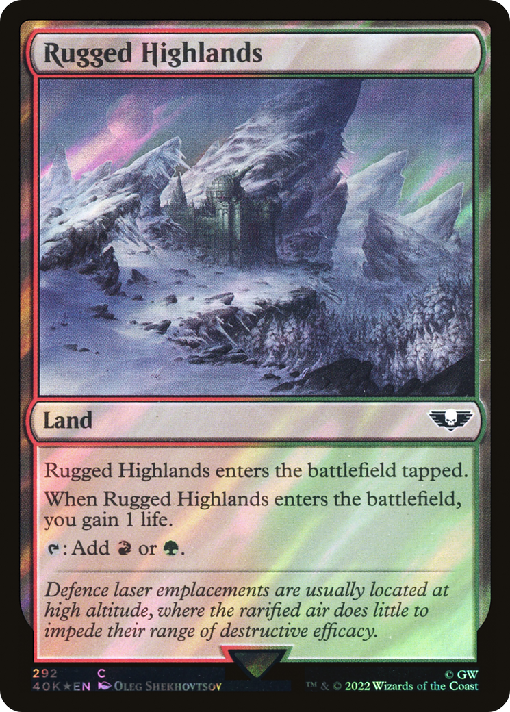 Rugged Highlands (Surge Foil) (40K-292★) - Warhammer 40,000 Commander Foil