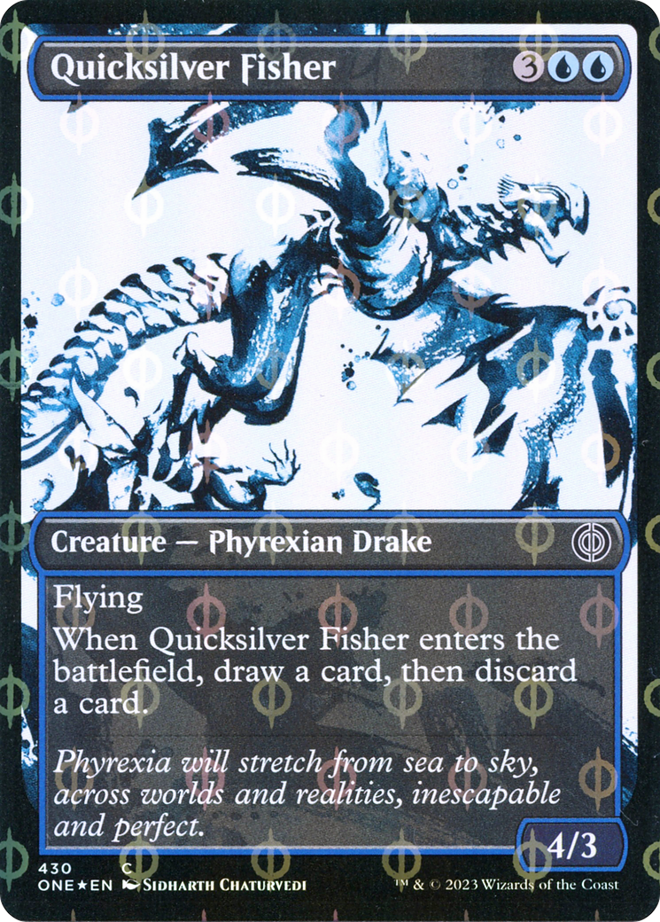 Quicksilver Fisher (Showcase) (Step-and-Compleat Foil) (ONE-430) - Phyrexia: All Will Be One: (Showcase) Foil