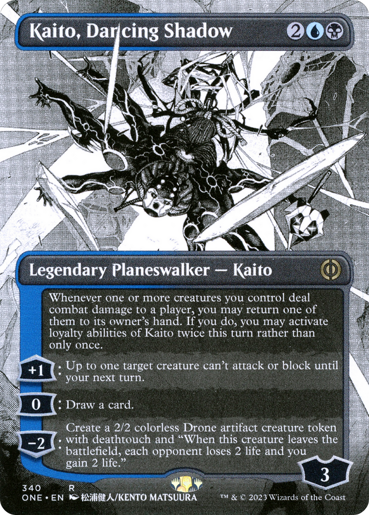 Kaito, Dancing Shadow (Borderless) (ONE-340) - Phyrexia: All Will Be One: (Showcase) (Borderless) Foil
