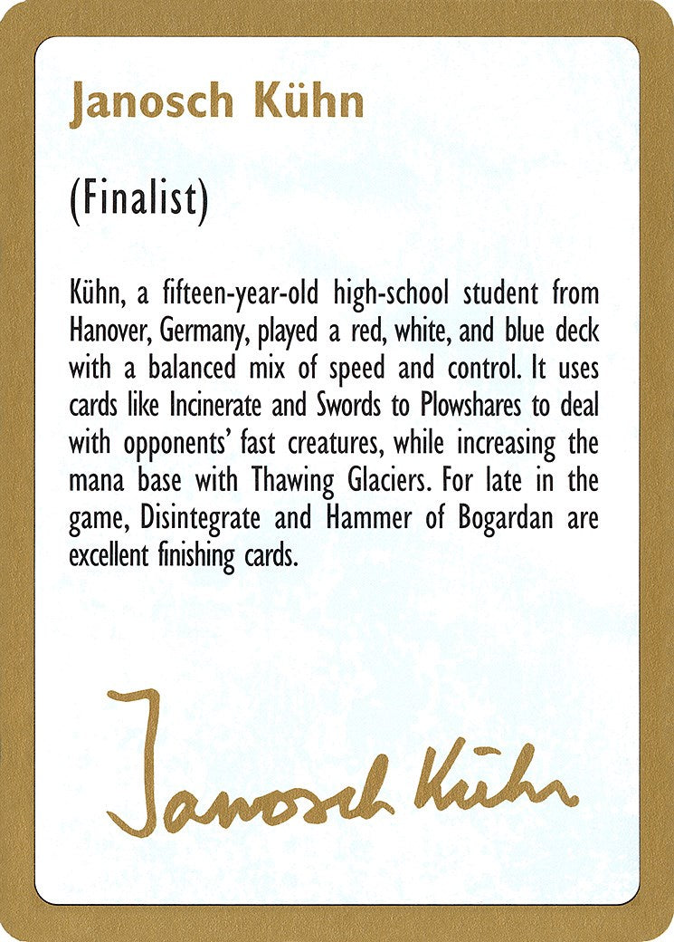 1997 Janosch Kuhn Biography Card