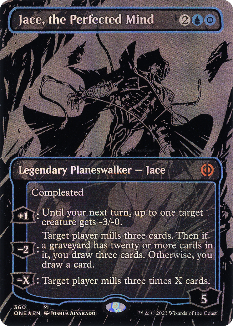 Jace, the Perfected Mind (Oil Slick Raised Foil) (ONE-360) - Phyrexia: All Will Be One (Borderless) Foil