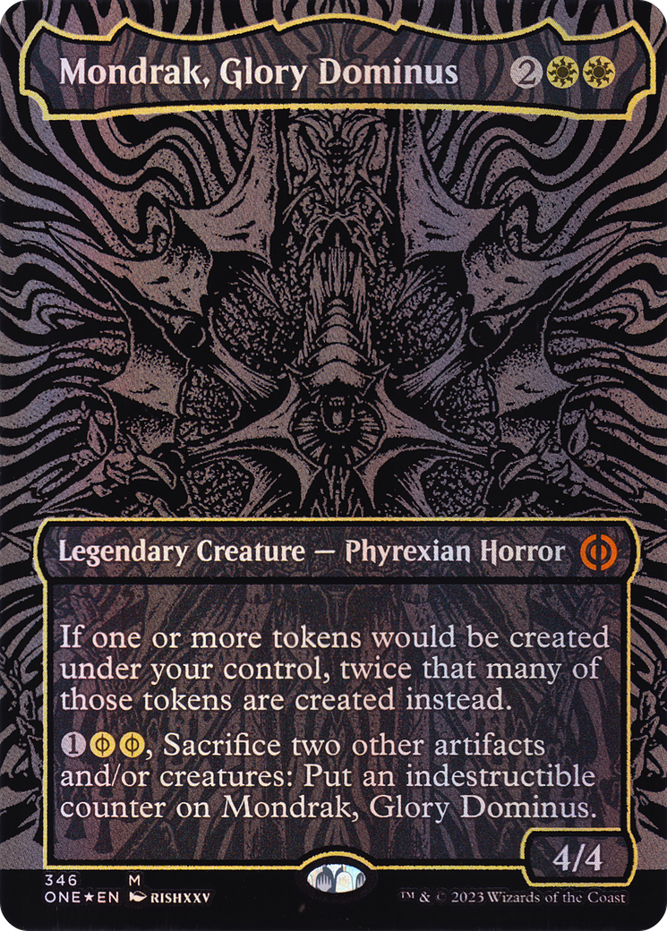 Mondrak, Glory Dominus (Oil Slick Raised Foil) (ONE-346) - Phyrexia: All Will Be One (Borderless) Foil