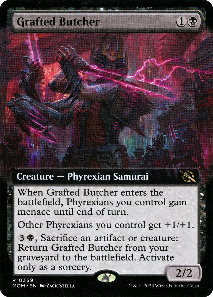 Grafted Butcher (Extended Art) (MOM-359) - March of the Machine: (Extended Art) Foil