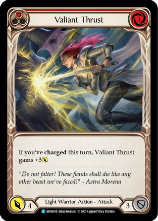 Valiant Thrust (Red) (MON039) - Monarch Unlimited Edition Rainbow Foil