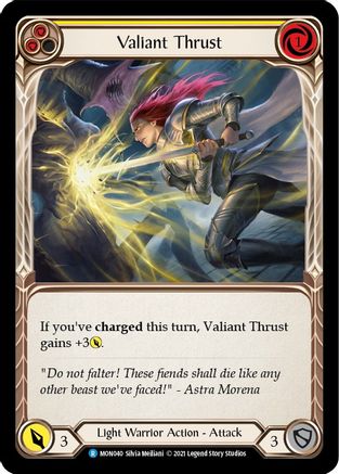 Valiant Thrust (Yellow) (MON040) - Monarch 1st Edition Rainbow Foil