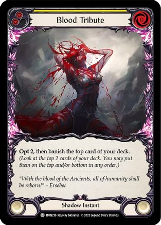 Blood Tribute (Yellow) (MON216) - Monarch 1st Edition Rainbow Foil