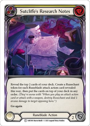 Notes de recherche de Sutcliffe (jaune) (1HP298) - Pack historique Vol. 1