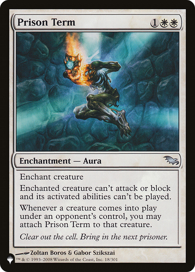 Peine de prison (PLST-SHM-18) - La liste