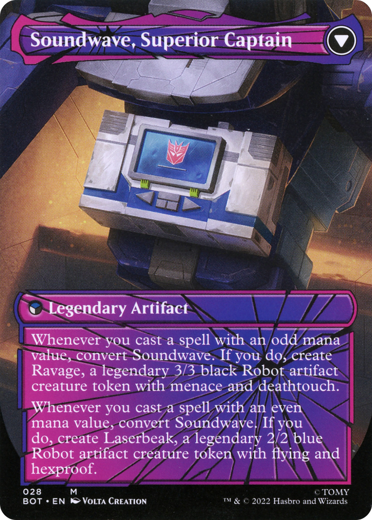 Soundwave, Sonic Spy // Soundwave, Capitaine Supérieur (BOT-028) - Transformers : (shatteredglass, convertdfc) (Borderless)