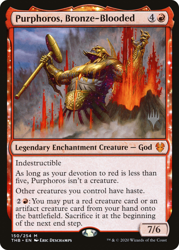 Purphoros, Bronze-Blooded (PPTHB-150P) - Theros Beyond Death Promos: (enchantment)