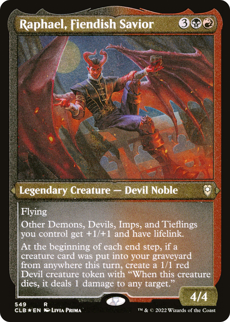 Raphael, Fiendish Savior (CLB-549) - Commander Legends: Battle for Baldur's Gate Etched Foil