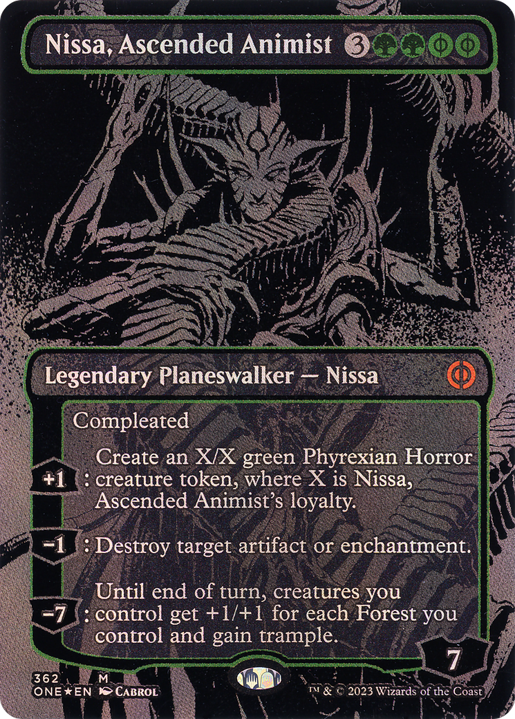 Nissa, Ascended Animist (Oil Slick Raised Foil) (ONE-362) - Phyrexia: All Will Be One (Borderless) Foil