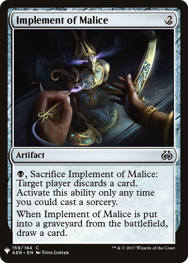 Implement of Malice (LIST-AER-159) - The List