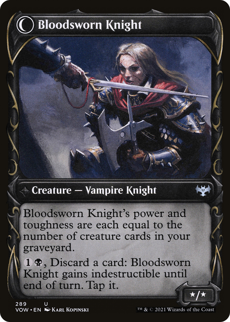 Écuyer Bloodsworn // Chevalier Bloodsworn (VOW-289) - Innistrad : Crimson Vow : (Vitrine, Transformation Double Face) Foil