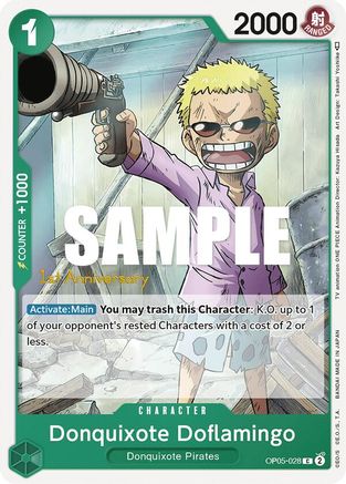 Donquixote Doflamingo (028) (OP05-028) - L'Éveil de la Nouvelle Ère : Cartes de tournoi du 1er anniversaire