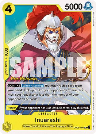 Inuarashi (OP06-100) - Cartes de pré-version des Ailes du Capitaine