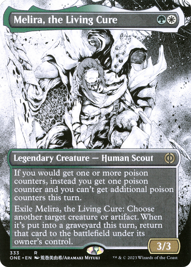 Melira, the Living Cure (Borderless) (ONE-333) - Phyrexia: All Will Be One: (Showcase) (Borderless) Foil