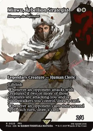 Minwu, Rebellion Strategist - Mangara, the Diplomat (Showcase) (FCA-025) - FINAL FANTASY: Through the Ages / Minwu, Rebellion Strategist (Borderless) Foil