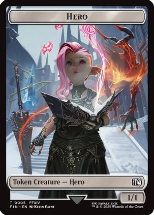 Hero (0005) // Wizard (0015) Double-Sided Token (FIN-5 // 15) - FINAL FANTASY Foil