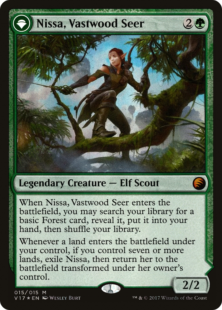 Nissa, voyante de Vastwood // Nissa, sage animiste (V17-015) - From the Vault : Transform : (originpwdfc) Foil