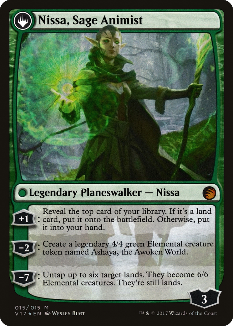Nissa, voyante de Vastwood // Nissa, sage animiste (V17-015) - From the Vault : Transform : (originpwdfc) Foil