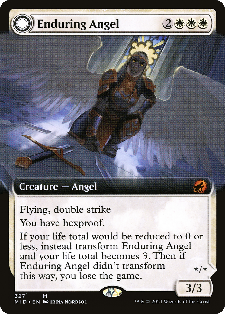 Enduring Angel (Extended Art) (MID-327) - Innistrad: Midnight Hunt: (Extended Art, Double Faced Transform)