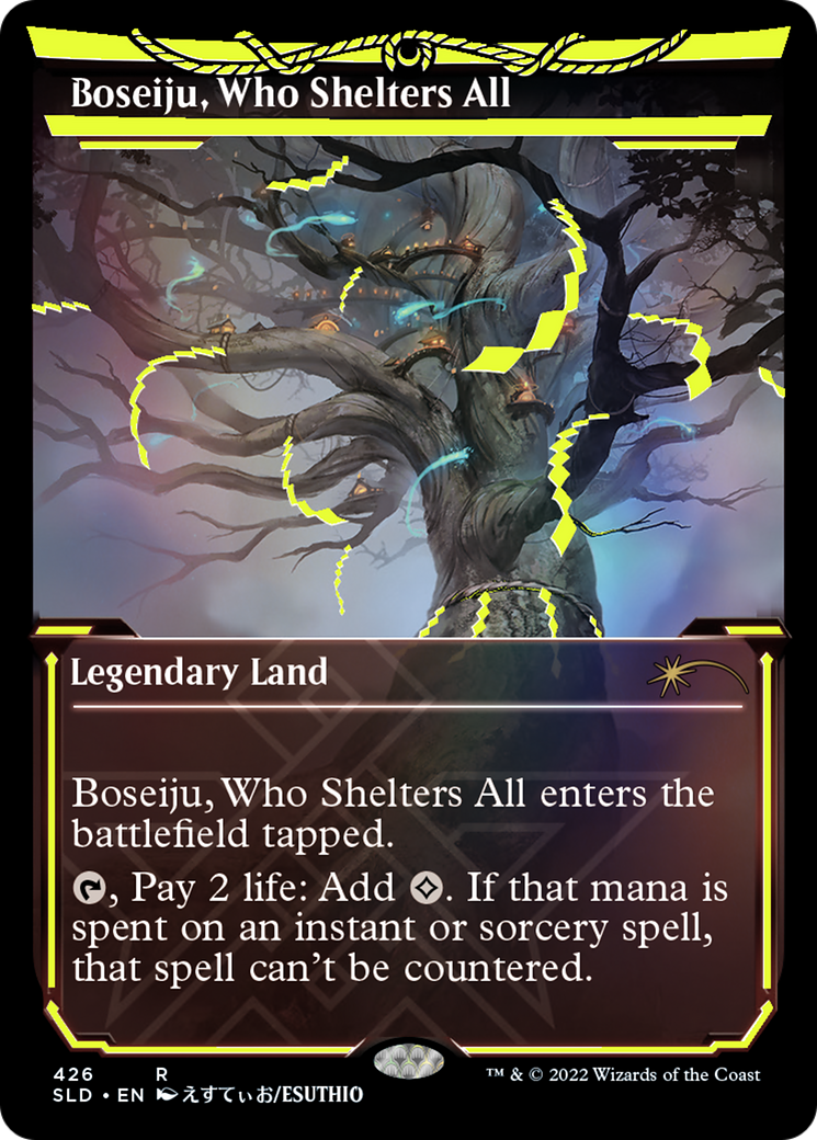 Boseiju, Who Shelters All (Neon Yellow) (SLD-426) - Secret Lair Drop: (Showcase) Foil