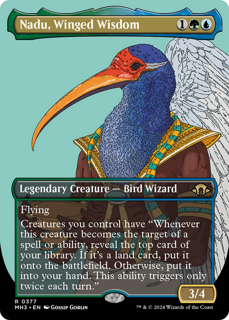 Nadu, Winged Wisdom (Borderless) (MH3-377) - Modern Horizons 3 (Borderless) Foil