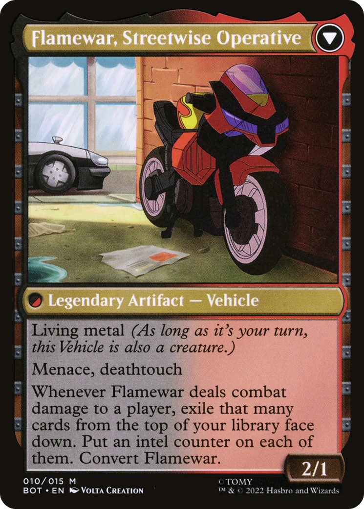 Flamewar, Brash Veteran // Flamewar, Streetwise Operative (BOT-010) - Transformers : (convertdfc) Foil