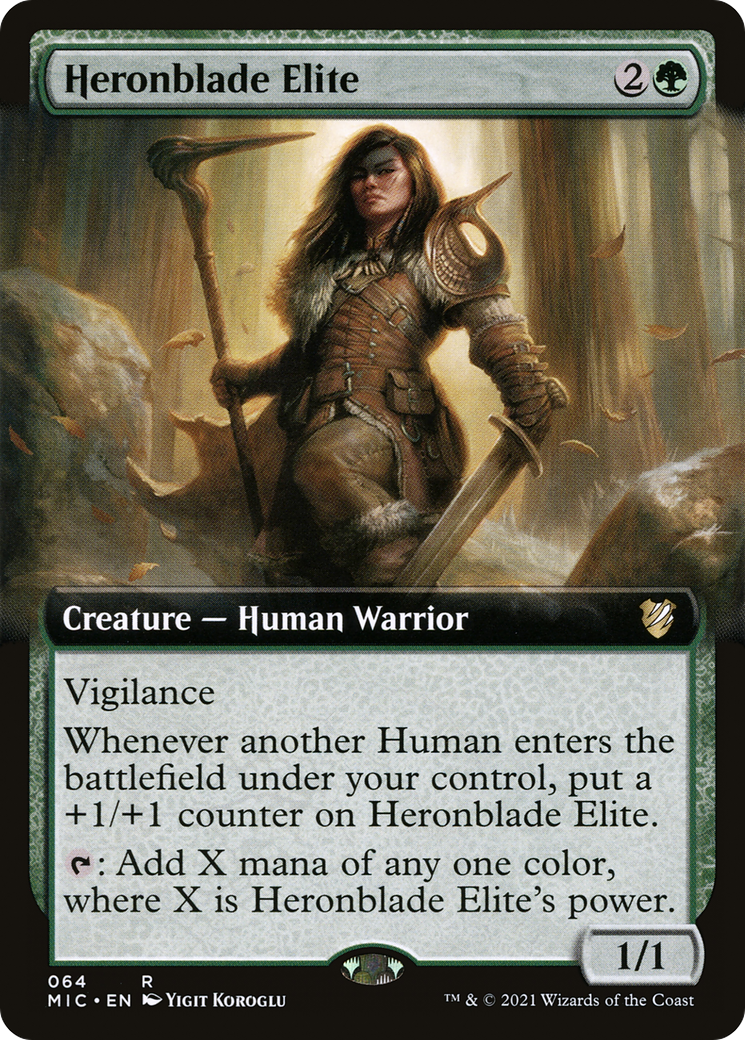 Heronblade Elite (Extended Art) (MIC-064) - Midnight Hunt Commander: (Extended Art)