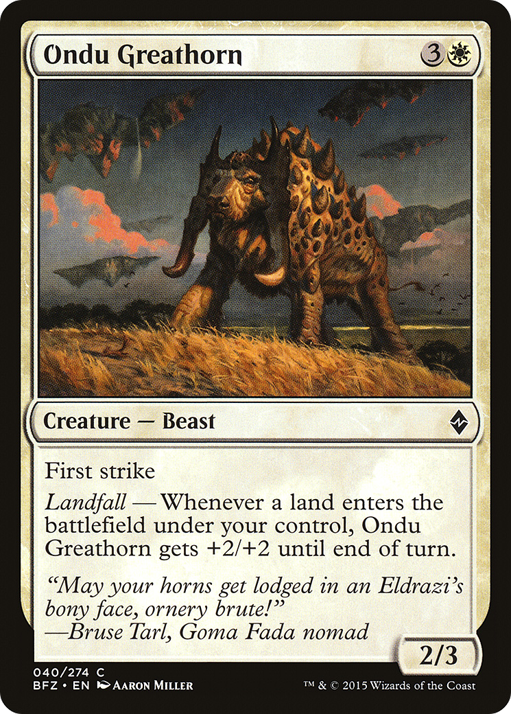 Ondu Greathorn (BFZ-040) - Battle for Zendikar Foil
