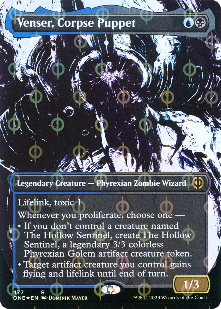 Venser, Corpse Puppet (Showcase) (Step-and-Compleat Foil) (ONE-477) - Phyrexia: All Will Be One: (Showcase) (Borderless) Foil