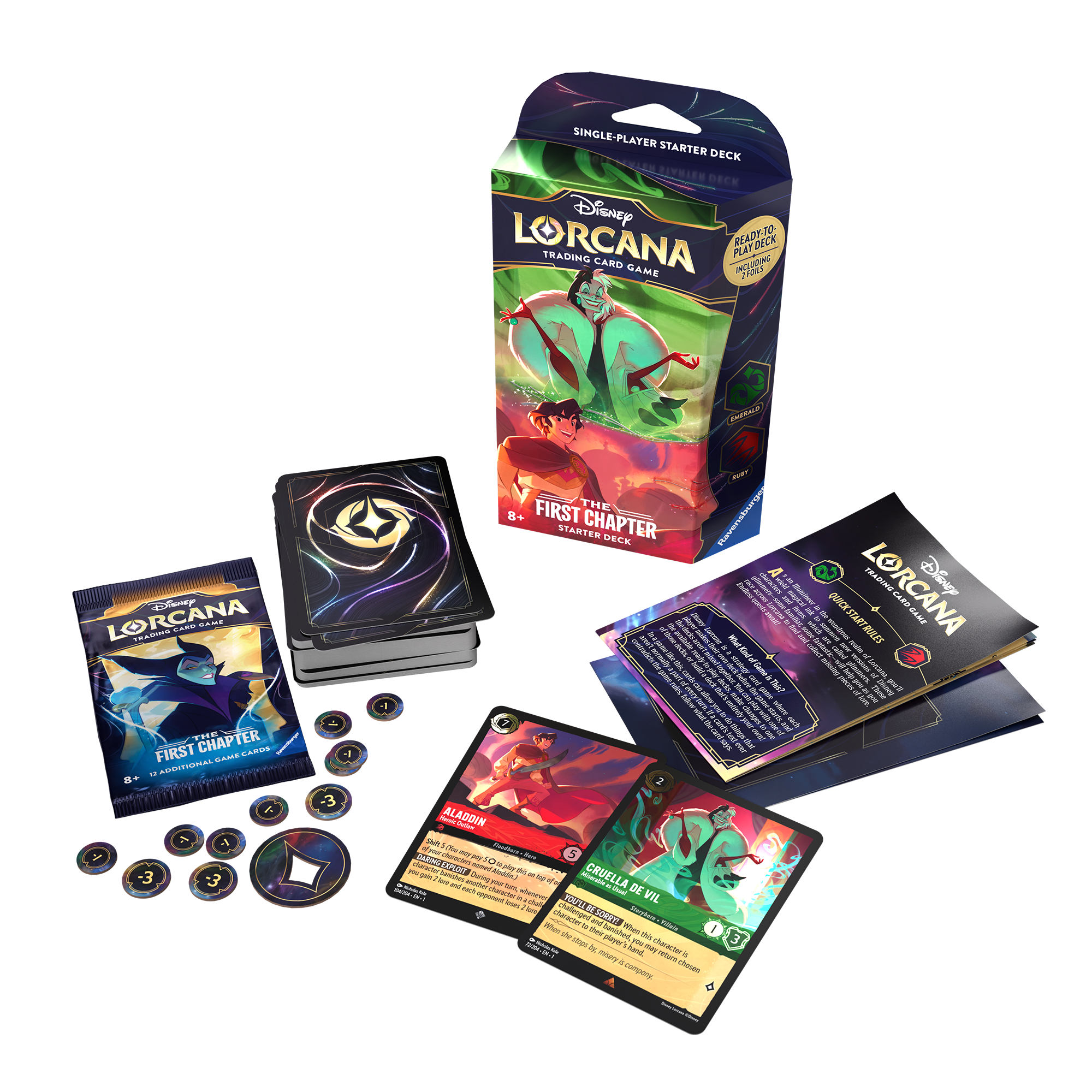 Disney Lorcana : Deck de démarrage du premier chapitre - Émeraude/Rubis