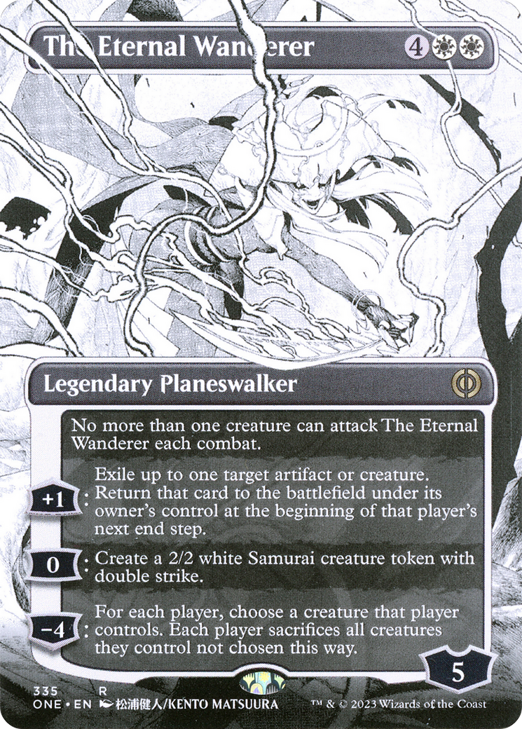 The Eternal Wanderer (Borderless) (ONE-335) - Phyrexia: All Will Be One: (Showcase) (Borderless) Foil
