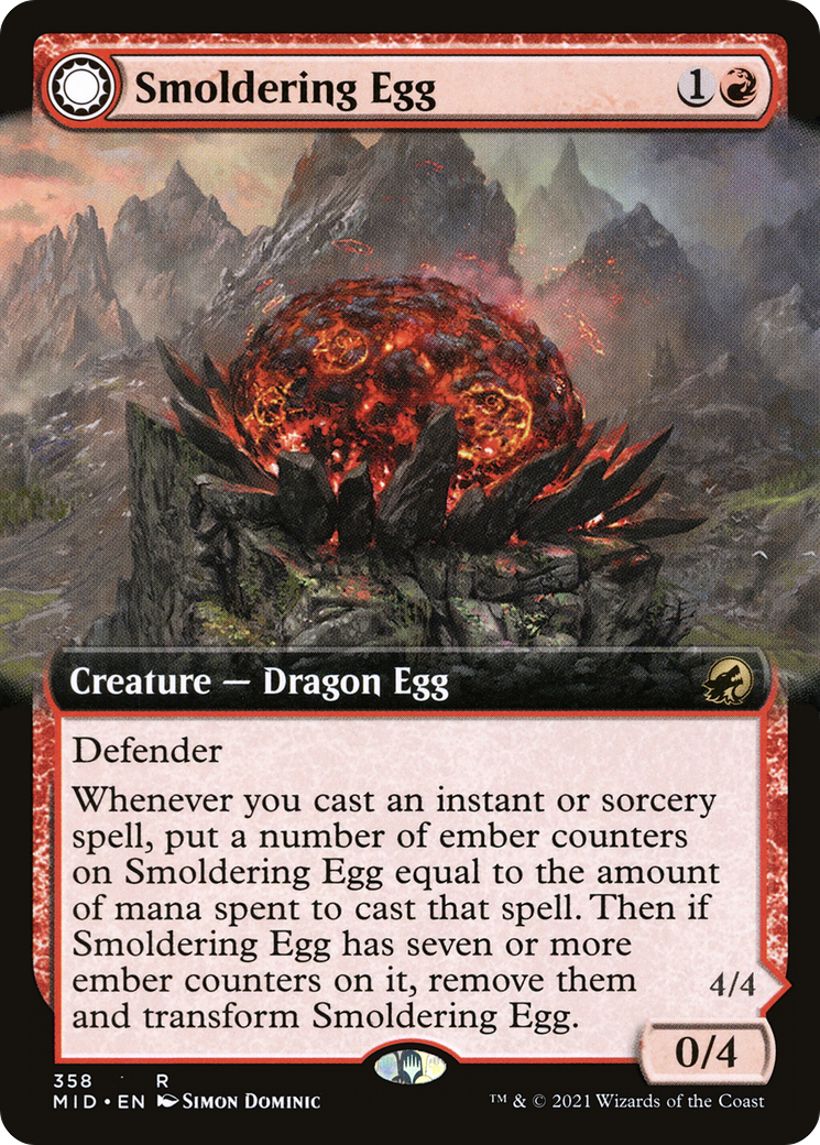 Smoldering Egg (Extended Art) (MID-358) - Innistrad: Midnight Hunt: (Extended Art, Double Faced Transform)