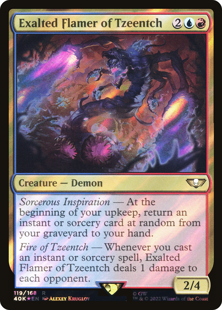 Exalted Flamer of Tzeentch (Surge Foil) (40K-119) - Warhammer 40,000 Commander Foil