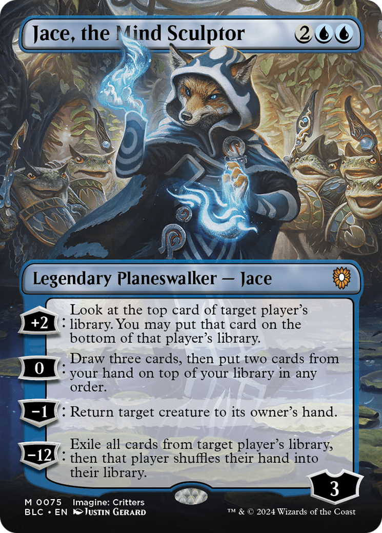 Jace, the Mind Sculptor (Borderless) (BLC-075) - Bloomburrow Commander (Borderless) Foil