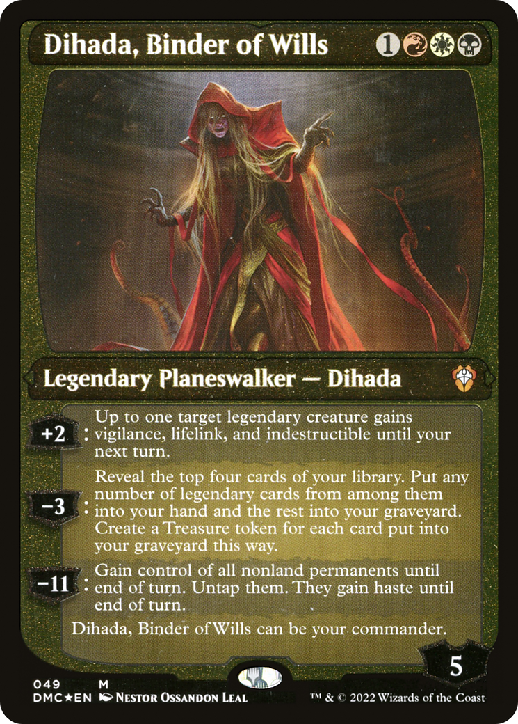 Dihada, Relieur de Testaments (DMC-049) - Dominaria United Commander, feuille gravée