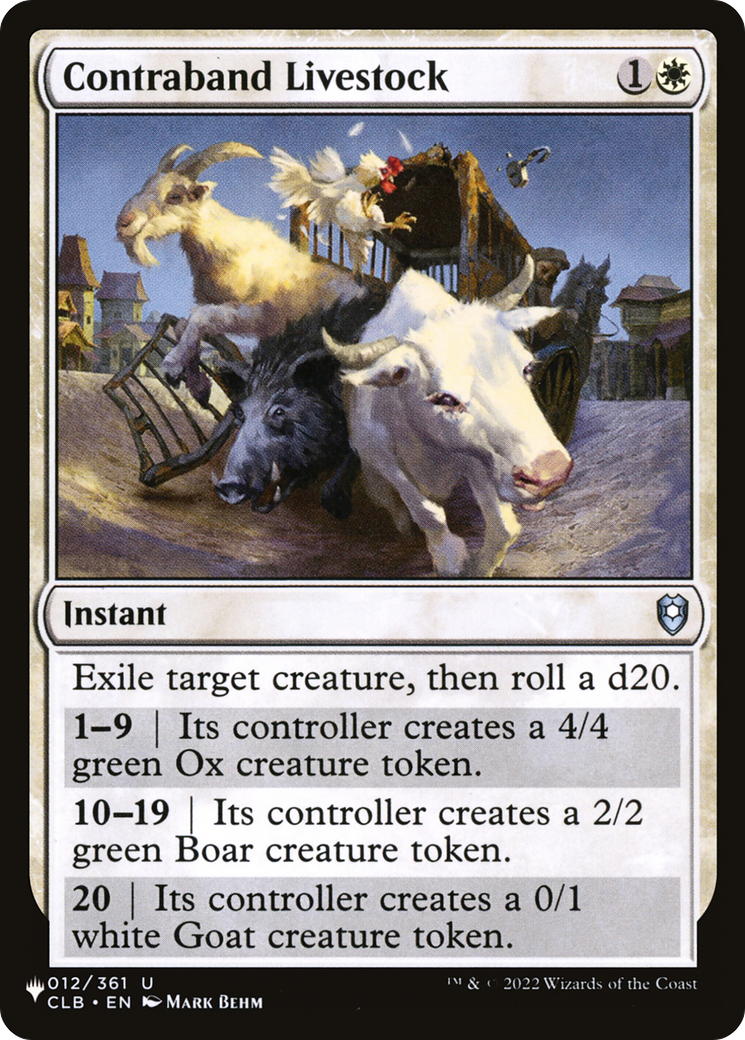 Contraband Livestock (LIST-012/361) - The List