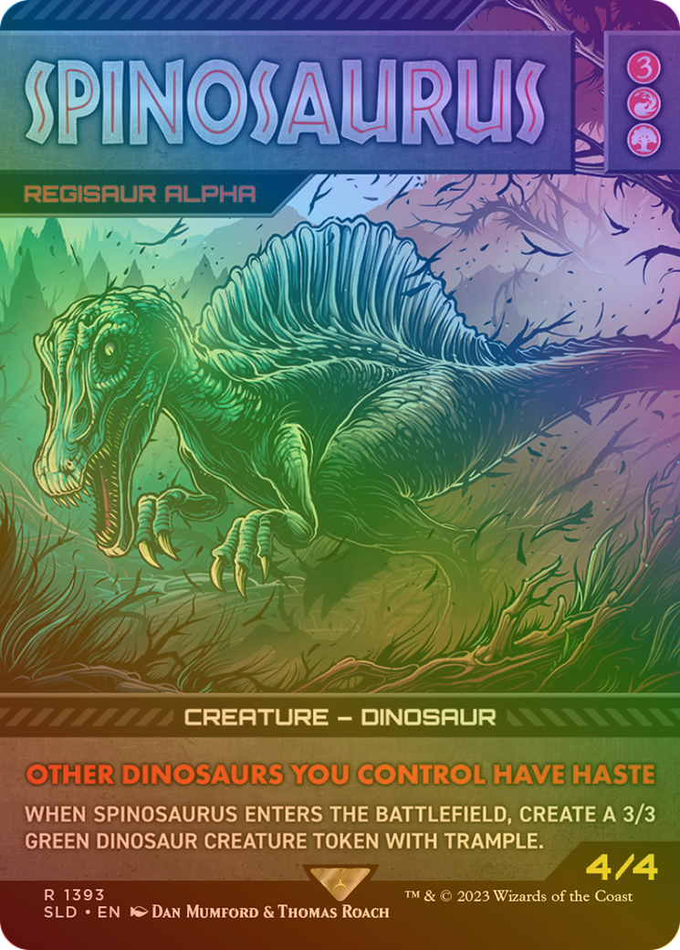 Spinosaurus - Regisaur Alpha (Rainbow Foil) (SLD-1393★) - Secret Lair Drop / Spinosaurus (Borderless) Foil
