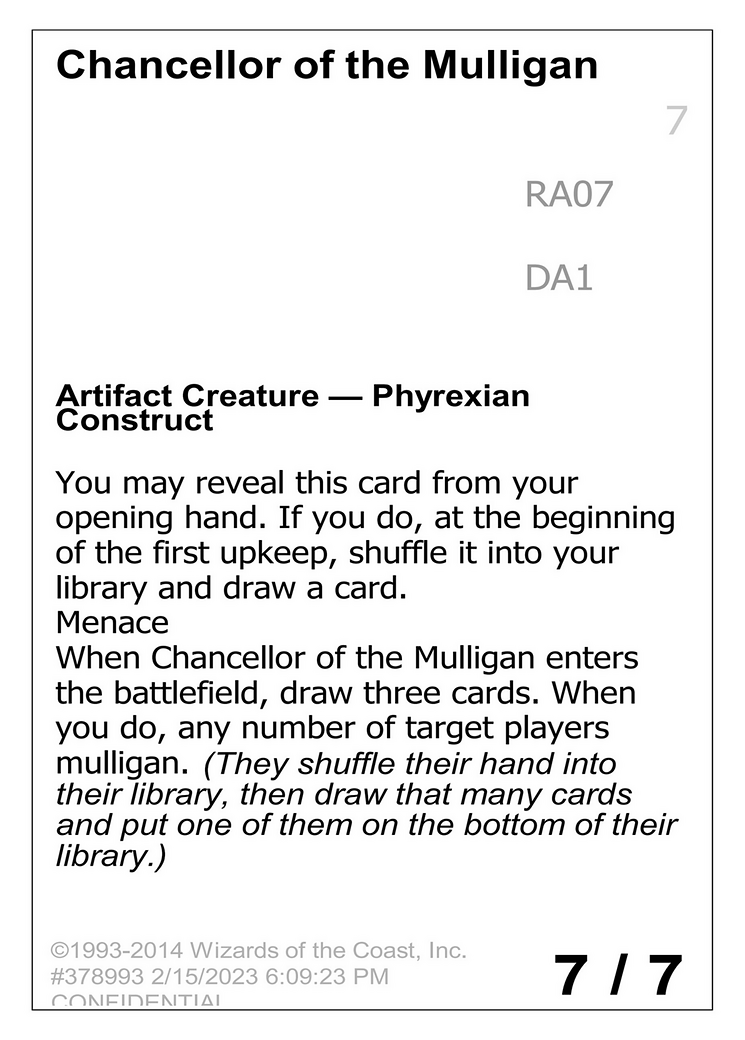 Chancellor of the Mulligan (UNK-RA07B) - Unknown Event