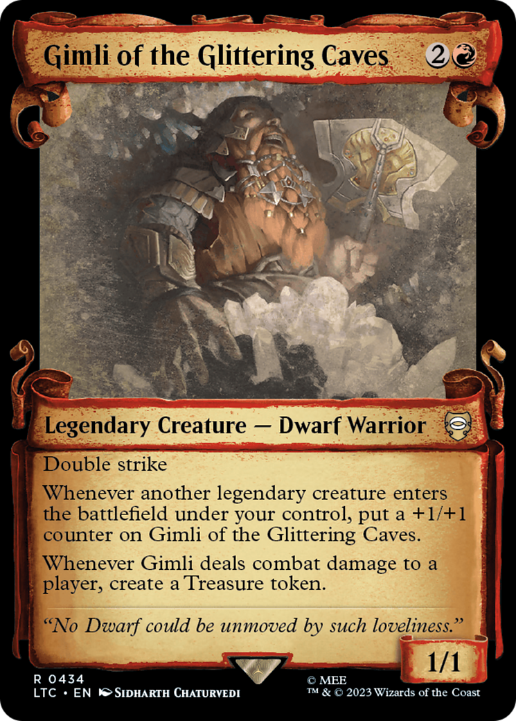 Gimli of the Glittering Caves (Showcase Scrolls) (LTC-434) - Tales of Middle-earth Commander: (Showcase) Foil