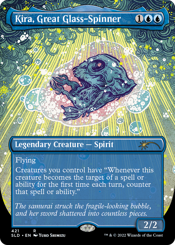 Kira, Great Glass-Spinner (Borderless) (SLD-421) - Secret Lair Drop (Borderless)