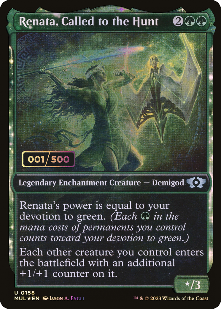 Renata, Called to the Hunt (Serial Numbered) (MUL-158) - Multiverse Legends: (Showcase, enchantment) Foil