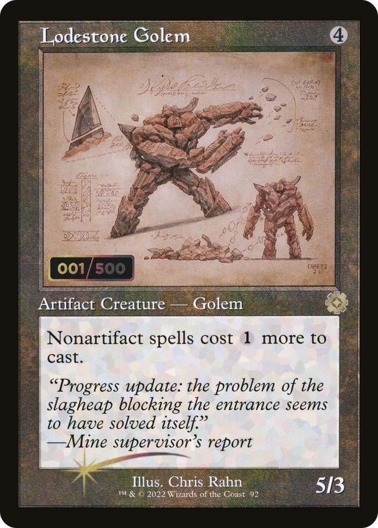 Lodestone Golem (Schematic) (Serial Numbered) (BRR-92Z) - The Brothers' War Retro Artifacts Foil