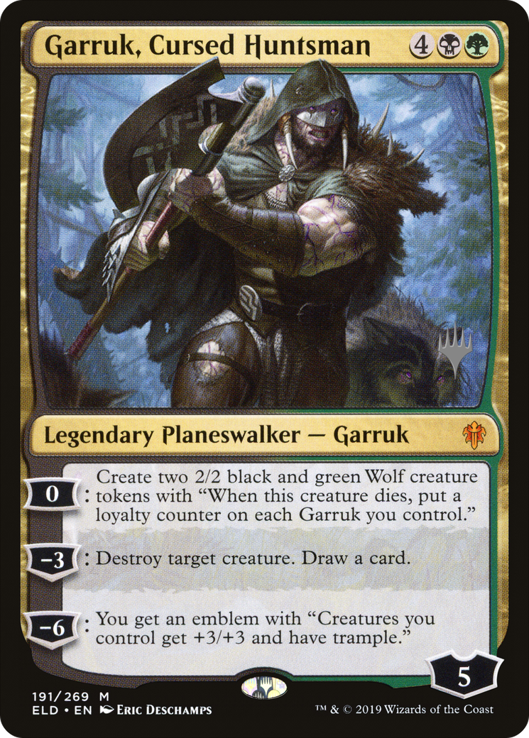Garruk, Cursed Huntsman (PPELD-191) - Throne of Eldraine Promos