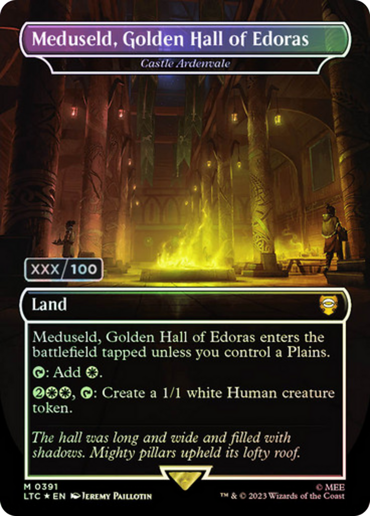 Meduseld, Golden Hall of Edoras - Castle Ardenvale (Serial Numbered) (LTC-391Z) - Tales of Middle-earth Commander / Meduseld, Golden Hall of Edoras (Borderless) Foil