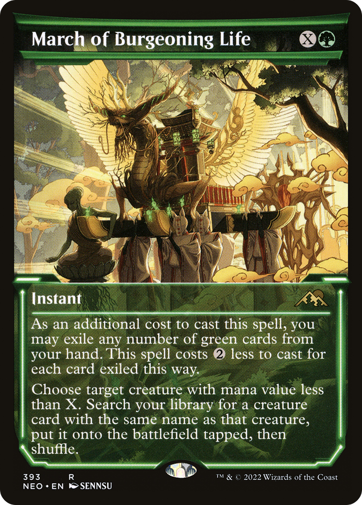 March of Burgeoning Life (Showcase) (NEO-393) - Kamigawa: Neon Dynasty: (Showcase) Foil