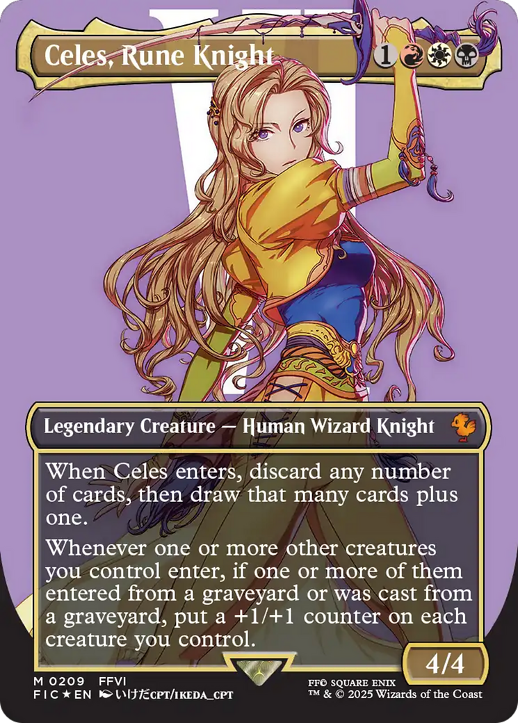 Celes, Rune Knight (Borderless) (Surge Foil) (FIC-209) - Commander: FINAL FANTASY (Borderless) Foil