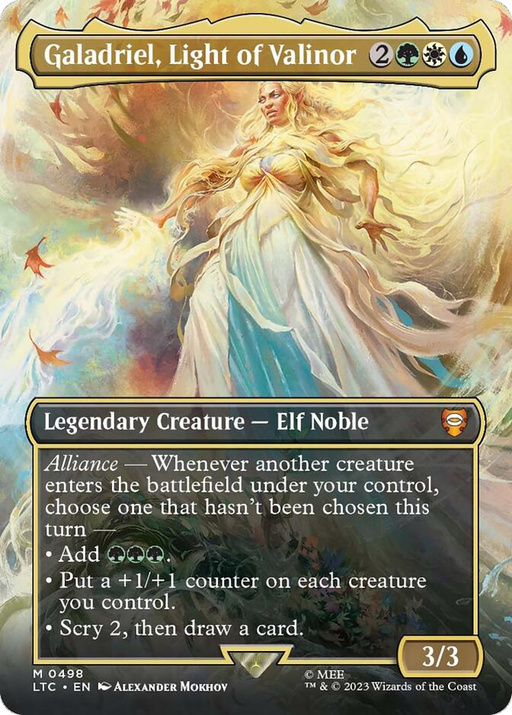 Galadriel, Light of Valinor (Borderless) (LTC-498) - Tales of Middle-earth Commander (Borderless) Foil